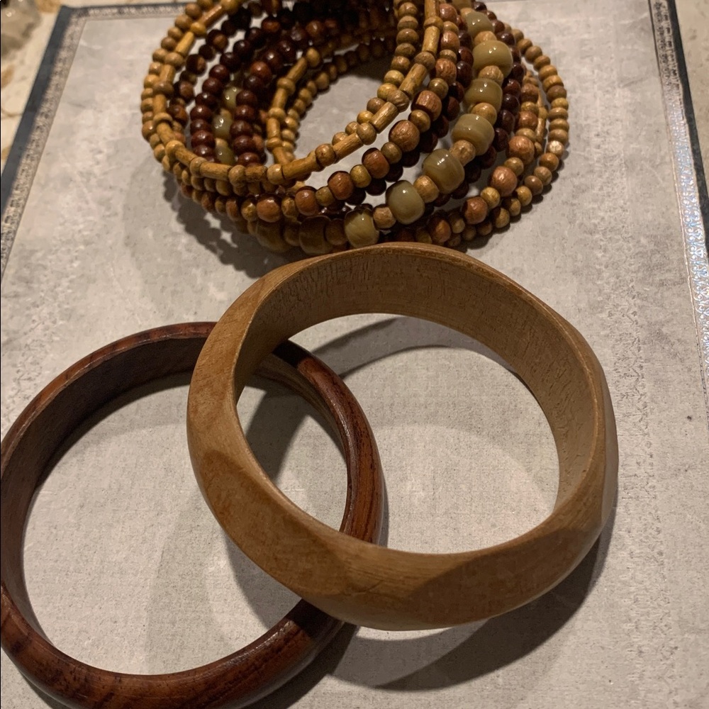 Wooden and Beaded Bangle Set